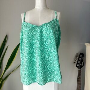 Y2K Old Navy Women’s Mint Green Floral Camisole Adjustable Straps Size L